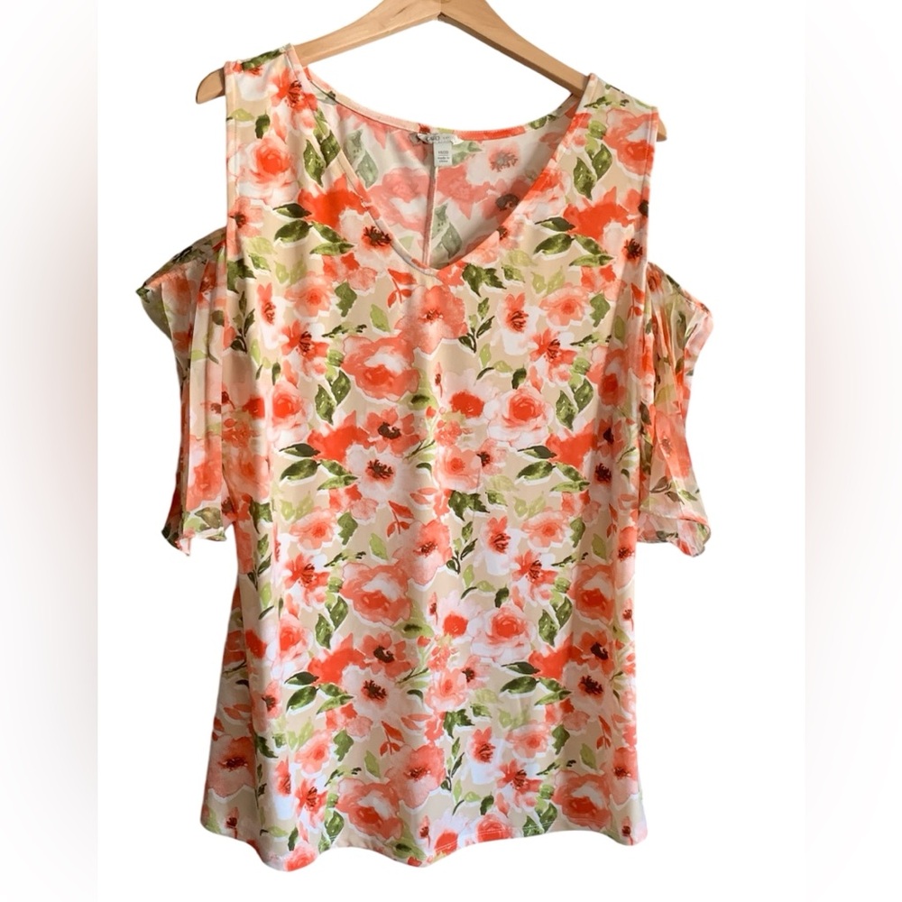 Floral Cold Shoulder Top from Cato